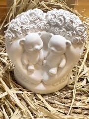 Ayıcık Figürlü Alçı Boyama Seti (2’li Kalp İçinde)