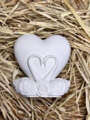 Kuğu Kalpli Alçı Biblo