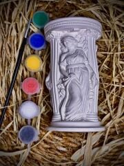 Mitolojik Sütun Kadın Figürlü Alçı Boyama Seti